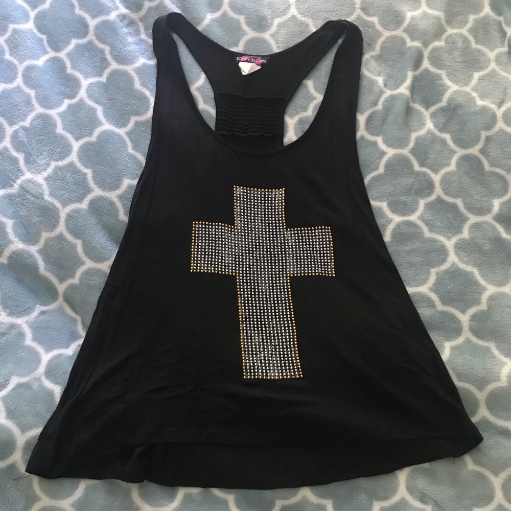 💎 5/$15 💎 Black Glitter Cross Tank Top